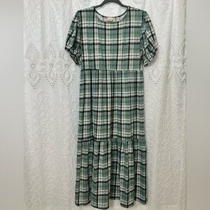 Plaid Puff Sleeve Dress